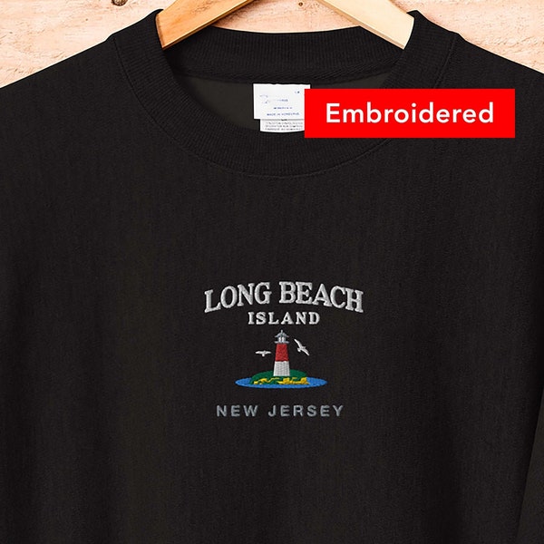 Long Beach Island Sweatshirt, LBI crewneck, Vintage New Jersey embroidered