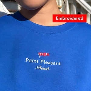 Sudadera bordada de Point Pleasant Beach, jersey de cuello redondo de Jersey Shore, jersey vintage de Nueva Jersey, regalo para amantes de Nueva Jersey