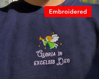 GLORIA | vintage christmas christian sweater embroidered, angel crewneck