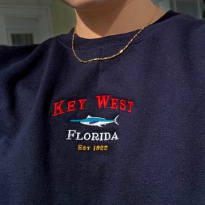 Key West vintage sweatshirt crewneck, embroidered oversized sweater