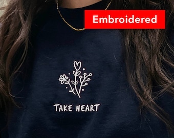 Sudadera bordada con flores, flores silvestres cristianas de cuello redondo, suéter de Pascua