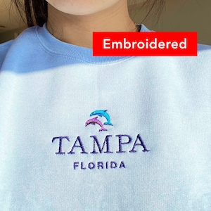 Tampa Florida sweatshirt, Dolphin crewneck, vintage sweater