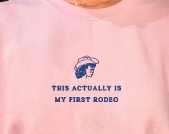 Moletom bordado de vaqueira | Blusa de gola redonda estilo rodeio vintage, estilo cowboy retrô do oeste americano, pulôver estilo garota do Texas