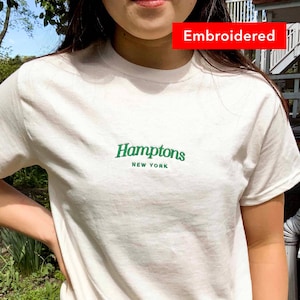 Hamptons T-Shirt Embroidered, New York Vintage graphic tee, hamptons bachelorette party t-shirts, custom hamptons