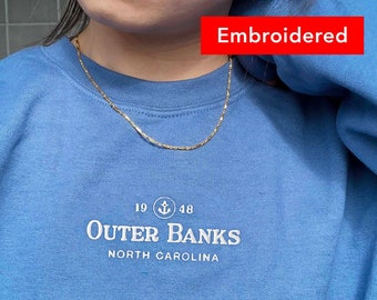 Outer Banks Sweatshirt, North Carolina Vintage Crewneck, oversized sweater embroidered