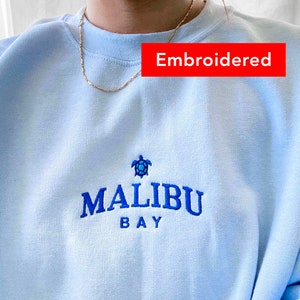 Malibu embroidered sweatshirt crewneck, turtle sweatshirt,  vintage sweater