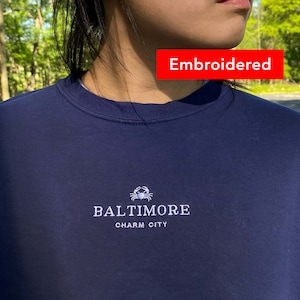 Baltimore Maryland t-shirt, retro comfort colors t-shirt, vintage crab shirt embroidered