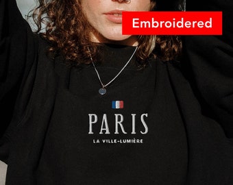 Paris Sweatshirt, Vintage crewneck embroidered