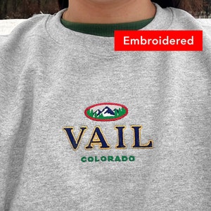 Vail Sweatshirt vintage, vintage ski resort crewneck embroidered, colorado sweater