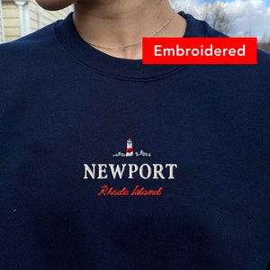 Newport Rhode Island Vintage Sweatshirt, Beach Embroidered Crewneck sweater