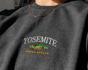 Yosemite Vintage Sweatshirt, embroidered Crewneck sweater, National Park Shirt, Sierra Nevada