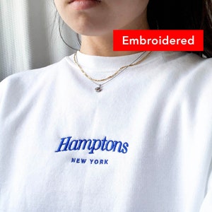 Hamptons vintage sweatshirt, embroidered crewneck, cute New York sweater