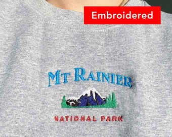 Mt Rainier Washington Sweatshirt, vintage Mountain crewneck embroidery