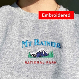 Sweat-shirt Mt Rainier Washington, broderie vintage Mountain ras du cou