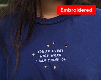 Every Nice Word | cute comfort colors t-shirt, trendy oversized vintage tee embroidered
