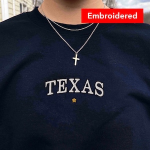 Texas Sweatshirt, Embroidered Vintage College Sweater, Cute University State Crewneck