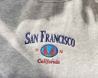 San Francisco Sweatshirt, vintage california crewneck embroidered, Golden Gate Bridge sweater