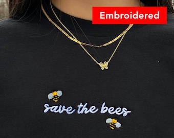 SAVE THE BEES Embroidered sweatshirt crewneck, Vintage Nature sweater