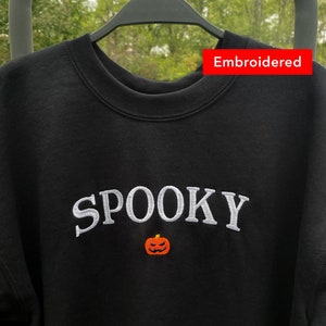 Spooky Sweatshirt, Embroidered Pumpkin crewneck, vintage halloween