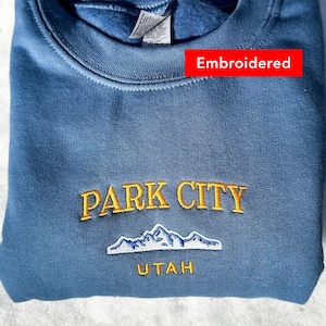 Park City Utah Sweatshirt Embroidered, Retro ski crewneck sweater