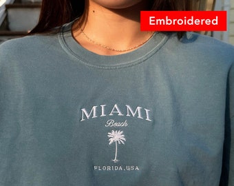 T-shirt brodé Miami Beach Comfort Colors, t-shirt palmier vintage