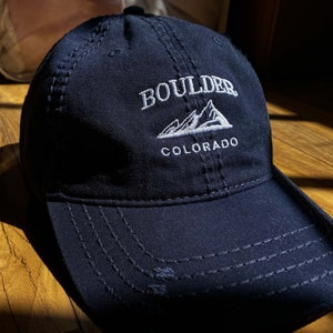Boulder Colorado mountain Hat embroidered, dad hat, baseball hat vintage