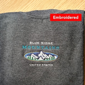 Blue Ridge Mountains Sweatshirt Outdoors Vintage Crewneck Embroidered Etsy Ireland
