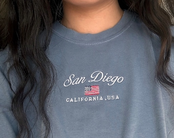 San Diego vintage t-shirt embroidered, comfort colors california graphic tee oversized