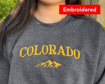 Colorado mountain sweatshirt, state embroidered crewneck, oversized sweater