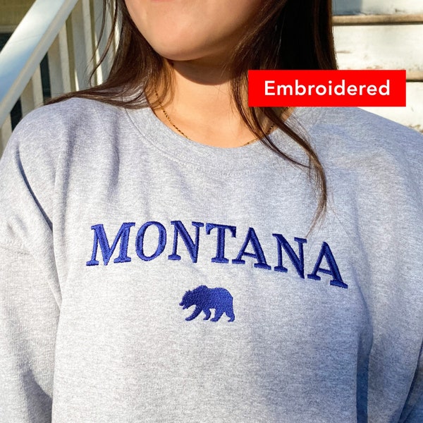 Montana Sweatshirt Embroidered, Bear vintage crewneck sweater