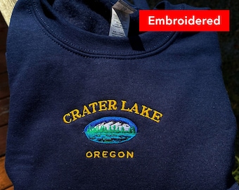 Crater Lake Oregon Sweatshirt, vintage crewneck embroidered, Pacific Northwest
