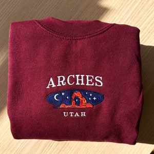 Sweat-shirt du parc national des Arches, col rond brodé vintage de l'Utah