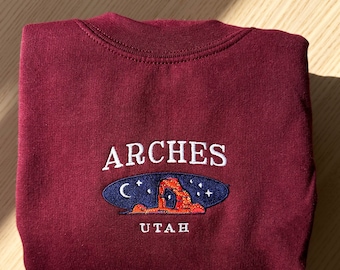 Embroidered Arches National Park Sweatshirt | Delicate Arch Crewneck