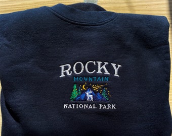 Rocky Mountain National Park Sweatshirt, stars colorado embroidered vintage crewneck