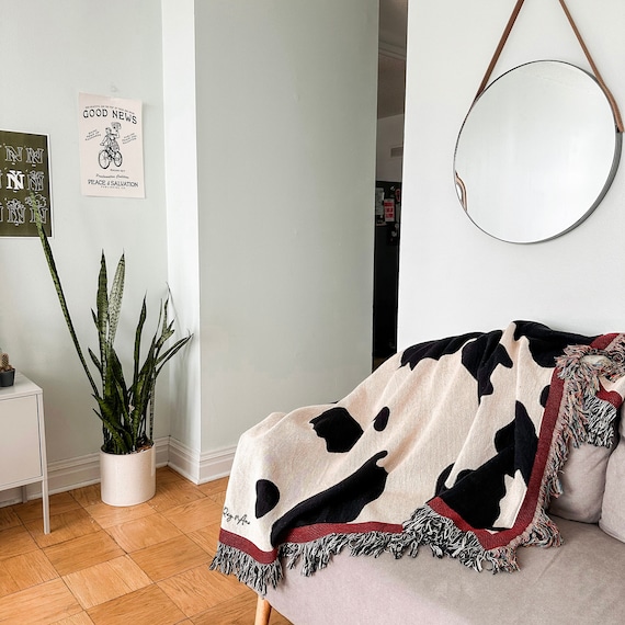 Cow Print Throw Blanket Western Home Decor Cowboy Woven Blanket 50x60 Etsy Canada