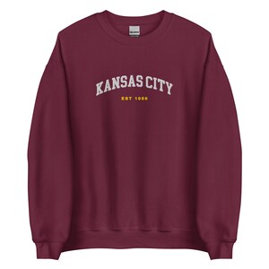 Embroidered Kansas City Sweatshirt, vintage football crewneck, Kansas City Fan Gifts, UNISEX