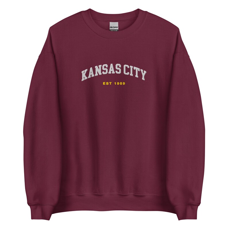 Embroidered Kansas City Sweatshirt, vintage football crewneck, Kansas City Fan Gifts, UNISEX