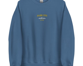 [ CITY PARK] / ☆ Standard Sweatshirt / Navy / Unisex Park City Utah Sweatshirt Embroidered, Retro Ski Crewneck