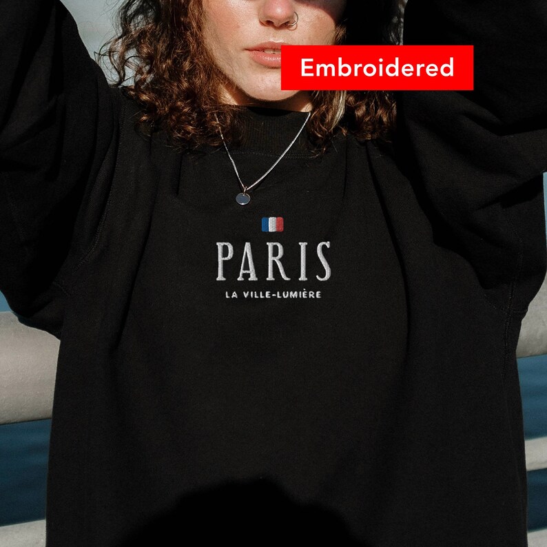 Paris Sweatshirt, Vintage crewneck embroidered 