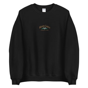 May include: Black sweatshirt with a gold embroidered logo that says "Monte Carlo Country Club" with two tennis rackets.