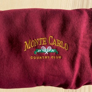 Monte Carlo Vintage sweatshirt, embroidered Tennis Crewneck, Monaco Sweater image 2