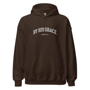 By His Grace | embroidered Christian hoodie vintage, Christian Men Gift, faith streetwear, aesthetic Christian gym apparel