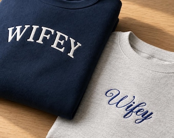 Sudadera bordada "Wifey", regalo para recién casados, regalo para despedida de soltera.