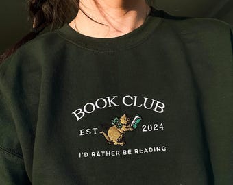 Embroidered Book Club Sweatshirt, Personalized Bookworm Crewneck