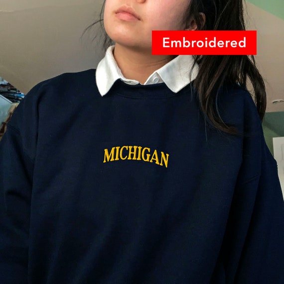 Embroidered michigan sweatshirt Clearance