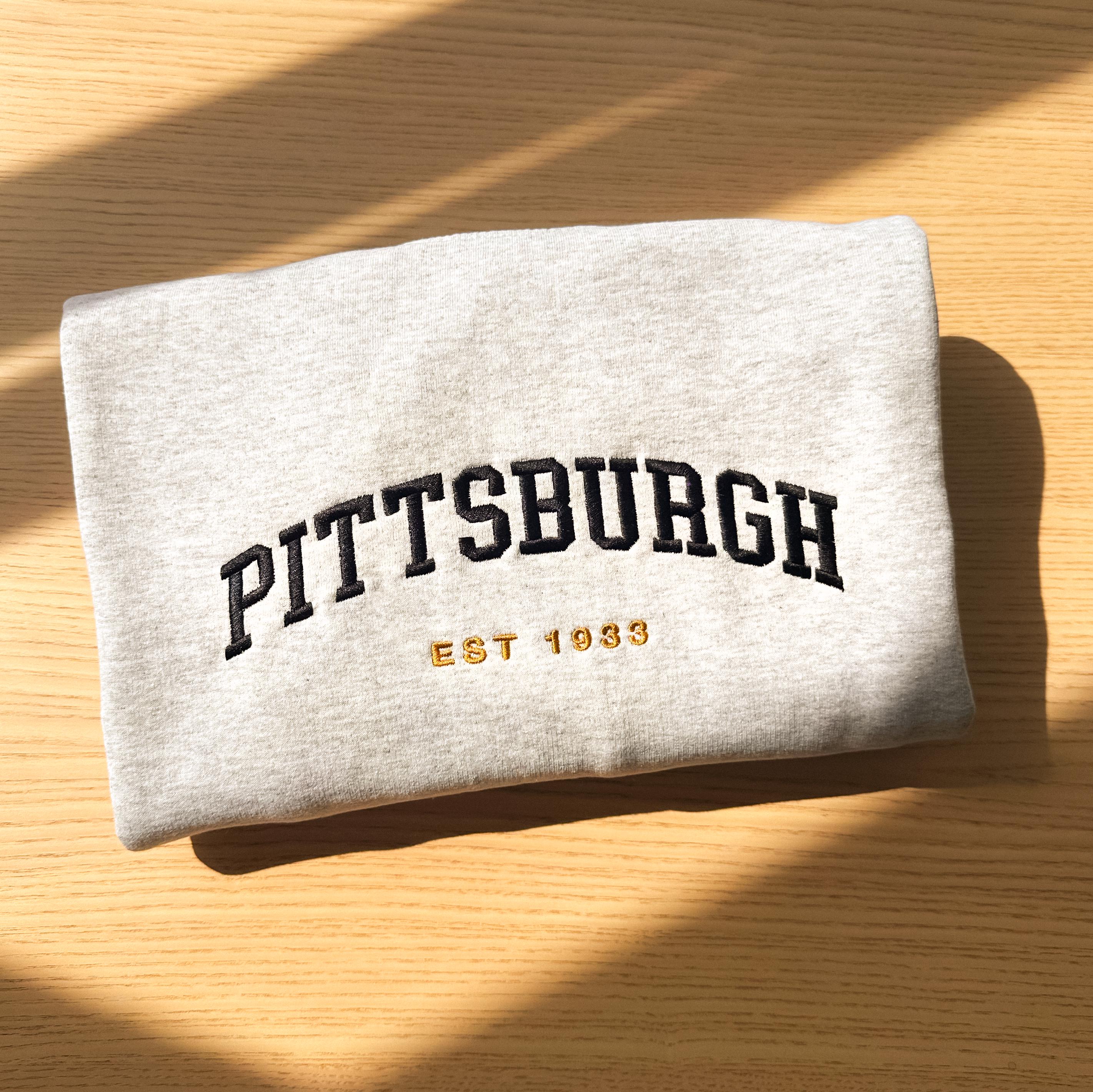 Pittsburgh Football Sweatshirt embroidered, vintage crewneck, Black and Gold Game Day sweater, fan gift UNISEX