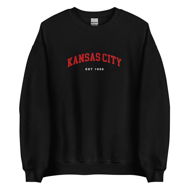 Embroidered Kansas City Sweatshirt, vintage football crewneck, Kansas City Fan Gifts, UNISEX