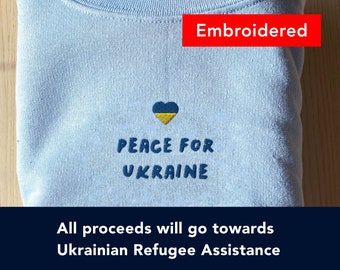 Peace for Ukraine Sweatshirt, Stand with Ukraine, Ukrainian Flag crewneck embroidered