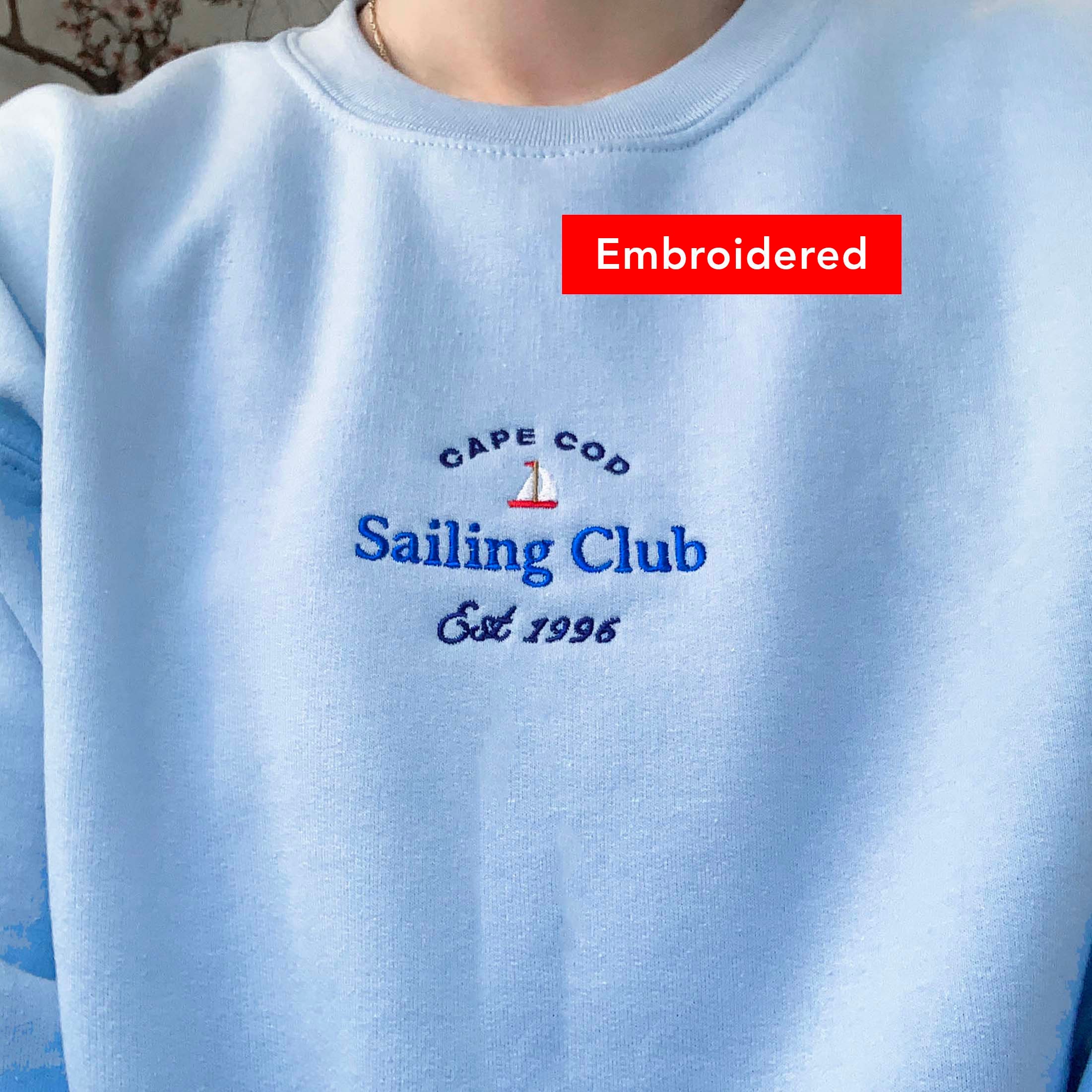 Vintage Cape Cod Sweatshirt Embroidered, Massachusetts Crewneck, Sailing Club Sweater, Cape Cod Lover Gift, Custom Bachelorette Party