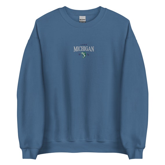 Lake Michigan Sweatshirt, Embroidered Crewneck Vintage - Etsy